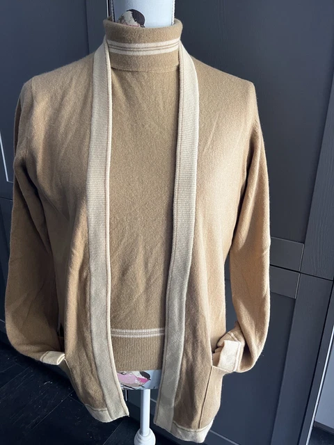 Vintage Jaegar twinset paralume cammello in lana marina