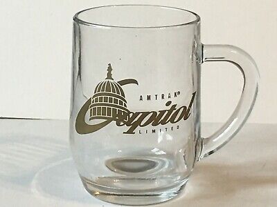 Vintage Amtrak Capitol Limited Mug/Cup●Glass●10 oz.●Gold Script Lettering●USA