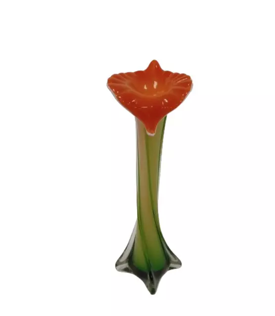 Vintage 12" Glass Orchid Lily Vase Decorative Multicoloured Blown Art Glass