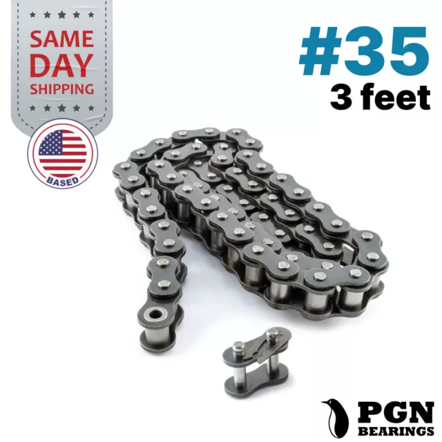 #35 Roller Chain x 3 feet + Free Connecting Link + Same Day Shipping