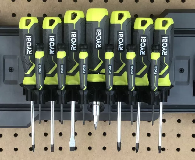 13 Screwdriver Holder For Ryobi Link Rails, pegboard, or wall. Garage Tool Black