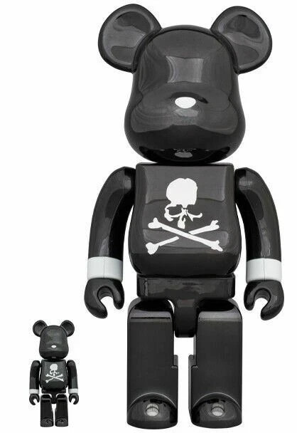 BEARBRICK X MASTERMIND Japan Black and Silver 100%+400% Set 