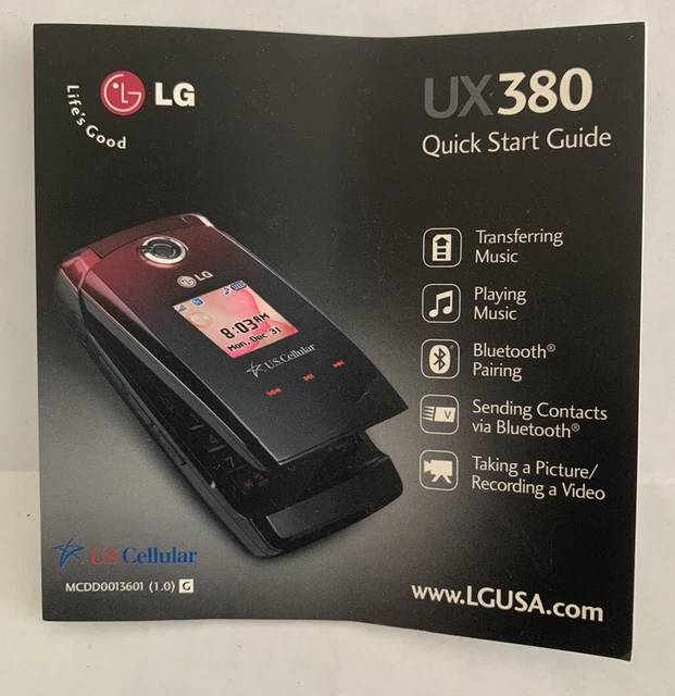 LG UX380 Quick Start Guide (US CELLULAR)