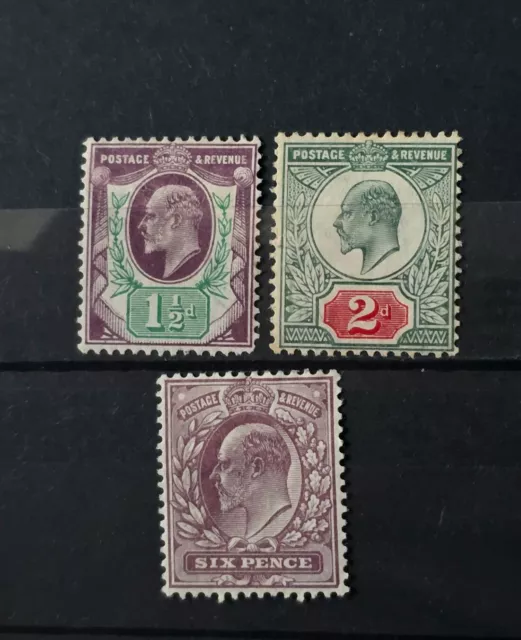 Gb King Edward Vii 3X Jubilee Issue Stamps M/Mint