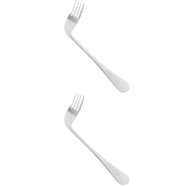 2x utensili ponderati forchetta mano destra adattiva in acciaio inox forcella angolata