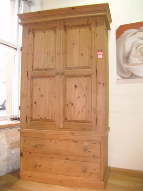 hand made double solid pine wardrobe.WAXED or BARE WOOD IDEAL TO PAINT