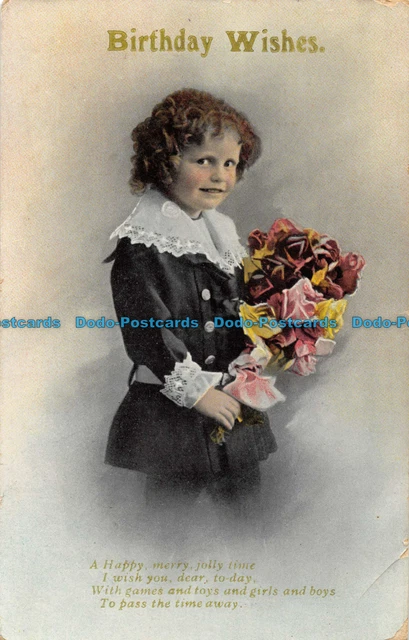 R163270 Greetings. Birthday Wishes. Kid with Roses. Wildt and Kray