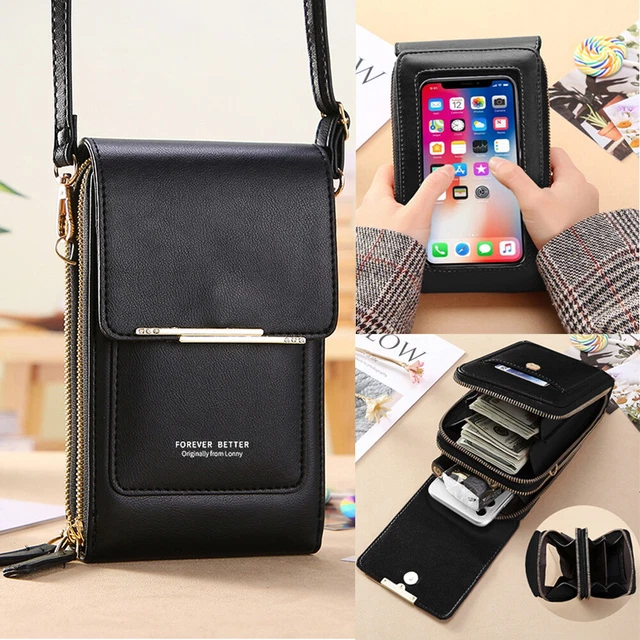 Women Touch Screen RFID Crossbody Cell Phone Bag Wallet Key Pouch Purse Shoulder