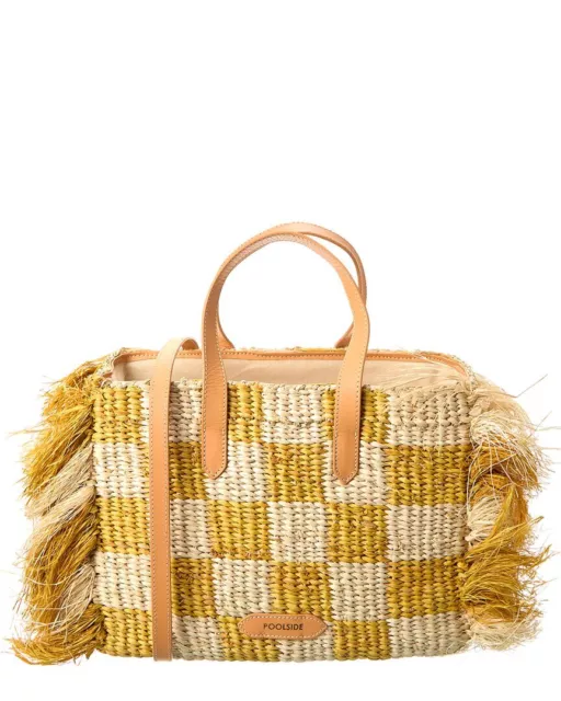 Poolside The Tropical Fringe Straw Tote Women's Yellow