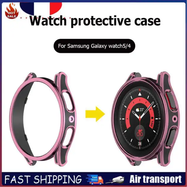 Protective Bumper Shell Screen Protector Case for Galaxy Watch 5/4 (Pink 44mm)