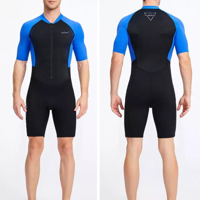 1.5mm Neoprene Shorty Mens Wetsuit UV-proof Front Zip Short Sleeves Diving Suit