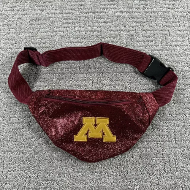 University Of Minnesota Fanny Pack Maroon Red Glitter Belt Bag Gophers Logo NWOT