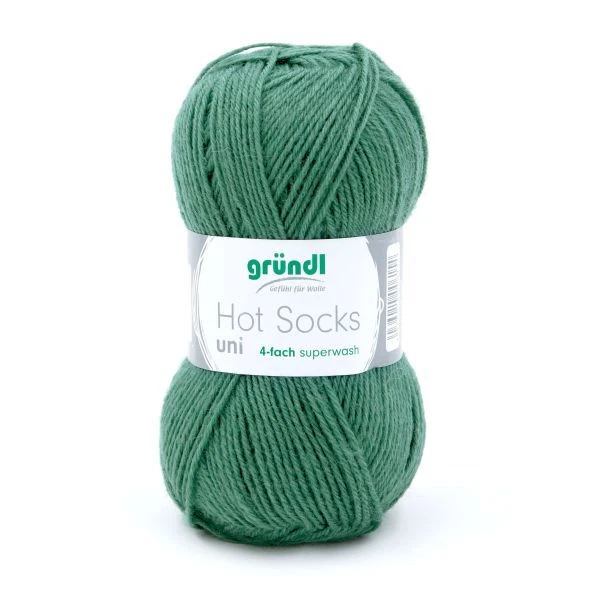 Gründl Wolle Hot Socks uni 50 g tannengrün Handarbeit