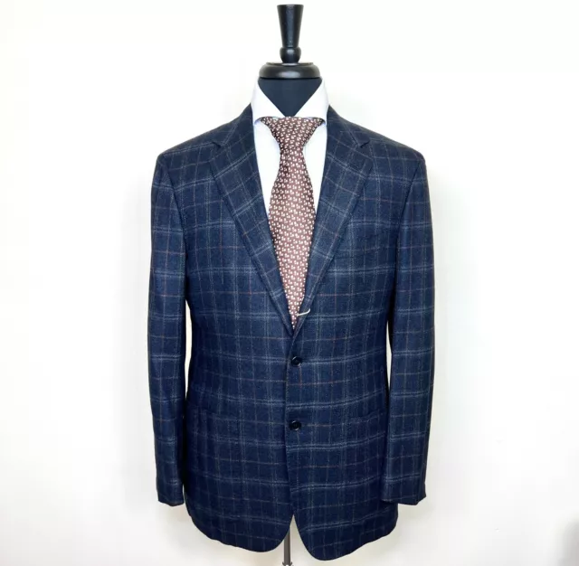 NWT SARTORIO NAPOLI KITON 100% Cashmere Flannel Navy Plaid Blazer ISAIA 40 42