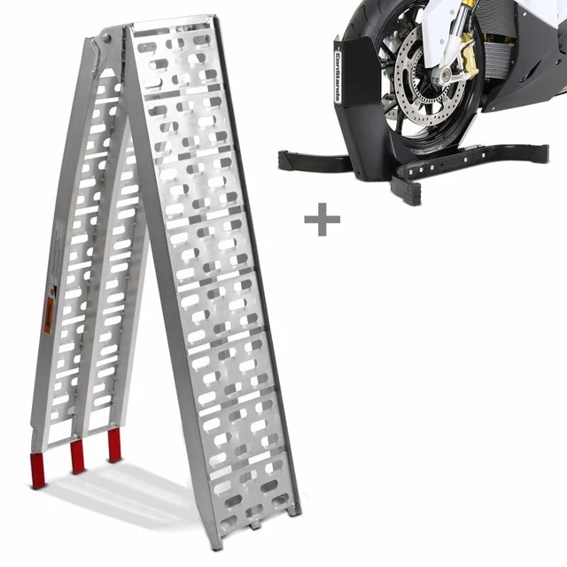 Rampe De Chargement Pliable Aluminium 340kg - Lot De 2 Pour Moto, Quad, Voiture - 227cm