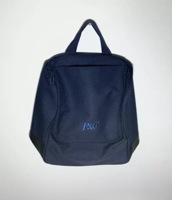 Navy Blue Embroidered P&G Toiletry Cosmetic Travel Bag