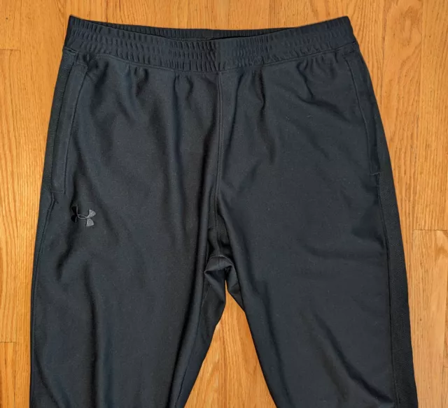 Under Armour HeatGear Flyweight Run Pants Men Large Black Ankle Zip Fitted 3