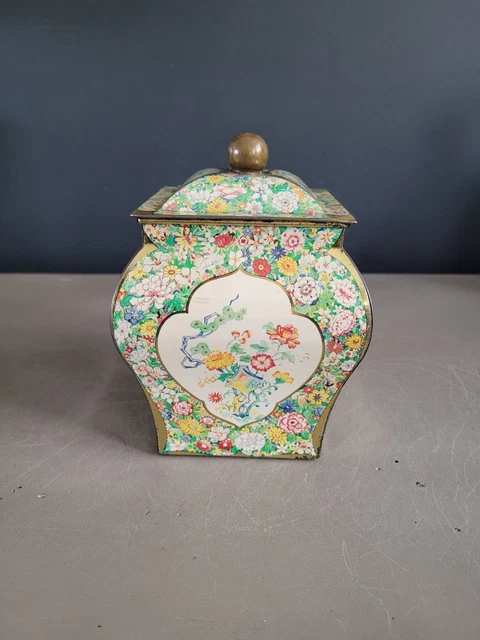 Lot De 2 Boîtes à Thé Anciennes – Métal Laqué Rouge – Vintage Déco