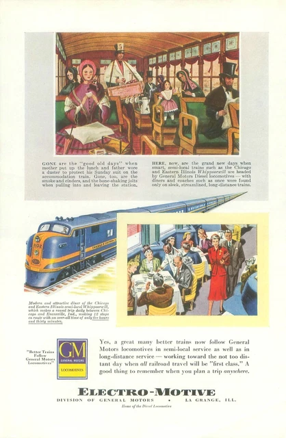 General Motors Electro-Motive Division RR Old Days Vs Now 1950s Magazine Ad