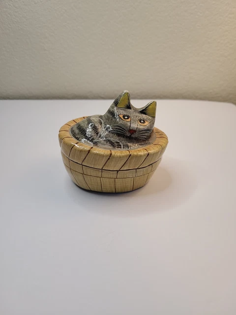 Vintage, Cat Papermache Trinket Box
