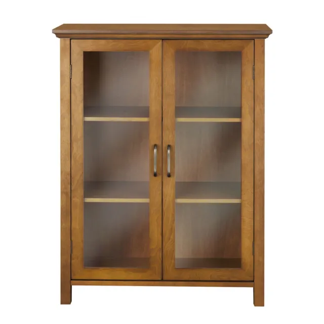New Home Avery Wooden 2 Door Floor Cabinet with Storage, Oiled Oak