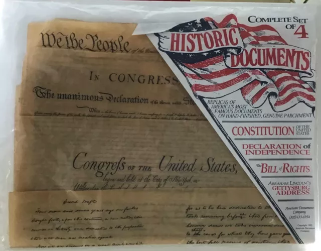 1995 American Document Company Set 4 Historic US Document Replicas Constitution