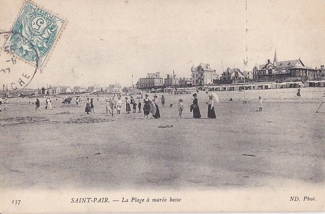 CPA 50 NORMANDIE Env. Donville Granville ST-PAIR/MER La Plage à Marée basse 1907