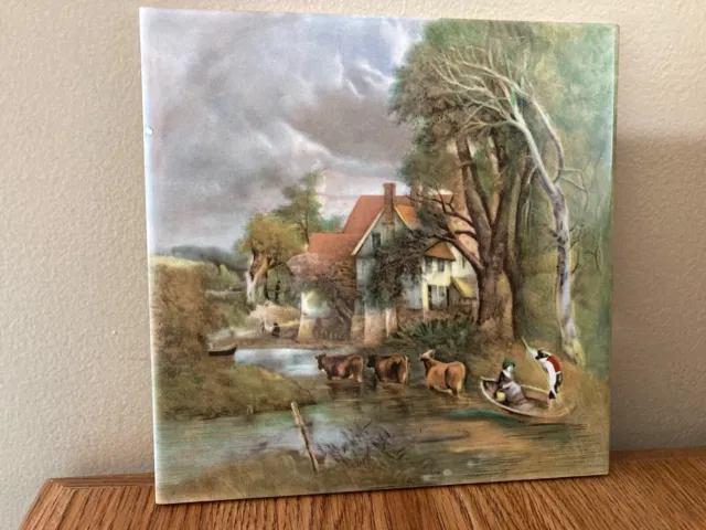 Vintage H R JOHNSON Ceramic Tile made in England English Countryside