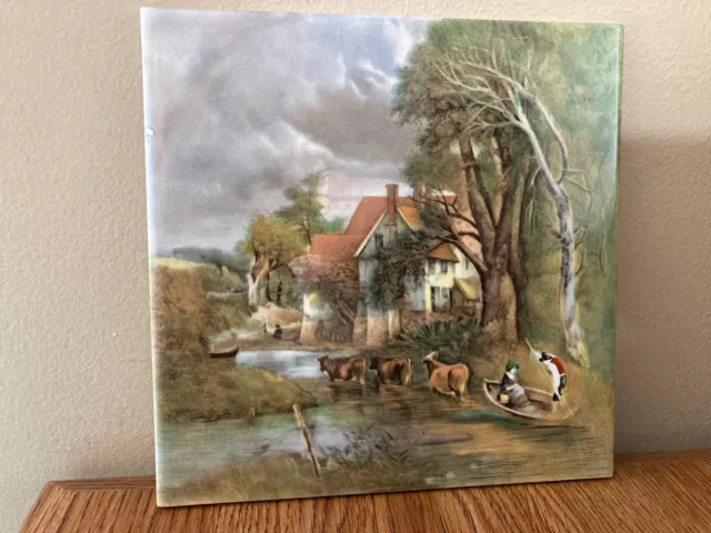Vintage H R JOHNSON Ceramic Tile made in England English Countryside