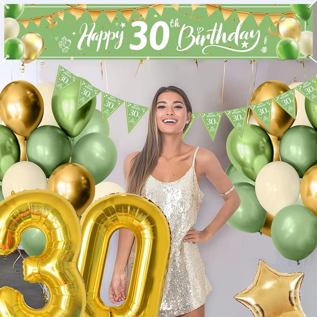 Kit Completo Decorazione Compleanno 30 Anni – Nero E Oro Con Palloncini, Ghirlande E Decorazioni Torta