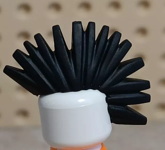 LEGO Mohawk Black Spiked Hair Shaved Sides Straight Up PUNK Thrasher Haircut Wig