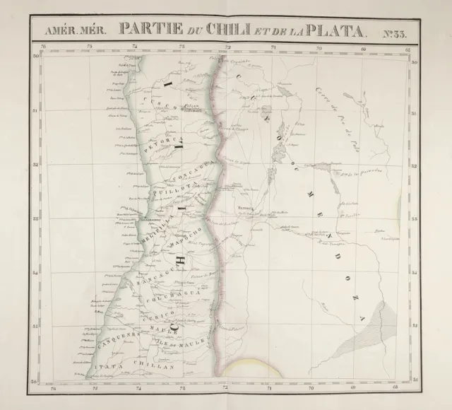 Chile Argentina Vina del Mar Mendoza South America Karte map Vandermaelen 1825