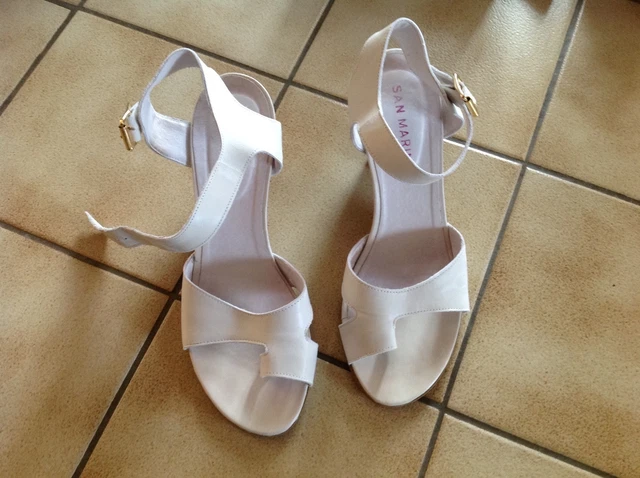 Sandales San Marina En Cuir Tressé Pastel - Petit Talon - Taille 40 (Très Bon État)