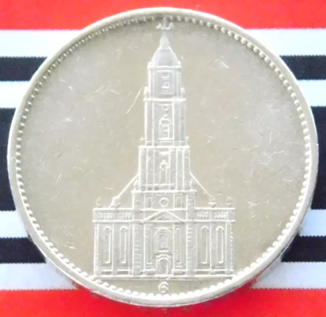 GERMAN Coin 1935 G 5 REICHSMARK POTSDAM Garrison CHURCH Silver 3RD WW2 Mark RARE