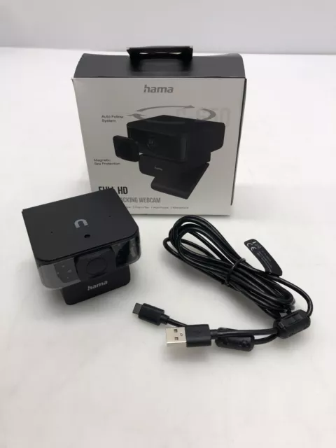 Cámara web Hama con micrófono 1080p, USB-C, negra