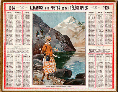 ANCIEN CALENDRIER ALMANACH 1924 Intérieur de pêcheurs Bretons 
