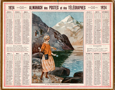 ANCIEN CALENDRIER ALMANACH 1924 Intérieur de pêcheurs Bretons 