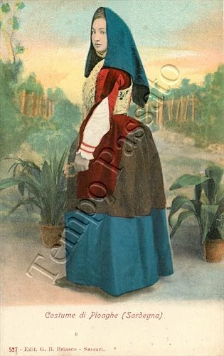 Cartolina di Ploaghe, costume tradizionale - Sassari