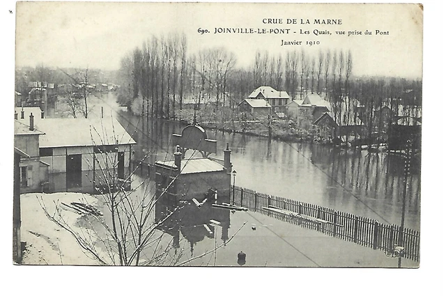 94 Joinville Le Pont Les Quais View Taken From The Bridge Floods 1910