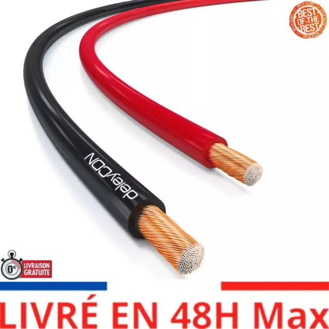 deleyCON 50m Cable pour Haut-Parleur 2x 0,75mm² Aluminium Revêtu de Cuivre CCA M