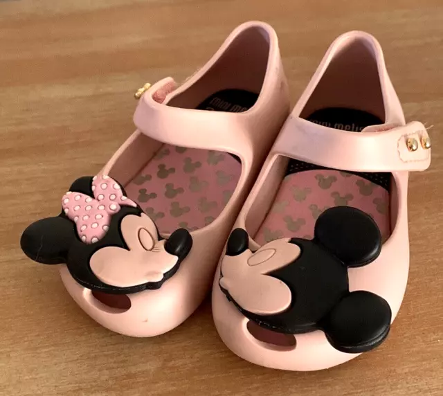 DISNEY MINI MELISSA Shoes Minnie Mickey Mouse Kissing Peep Toe Size 7 RARE 29.95 PicClick