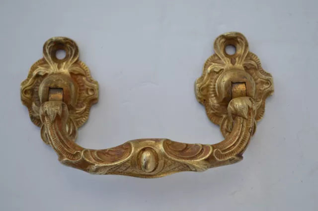 Ornate Antique French Heavy Duty Bronze Drawer Pull Handle