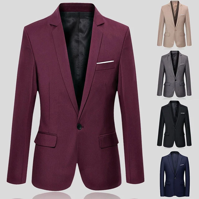 Uomo Abito Giacca Top Cappotto un Pulsante Lavoro Business Casual Formale Moda -