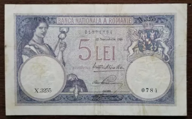 Romania 5 Lei   /  22 Nov  1928.