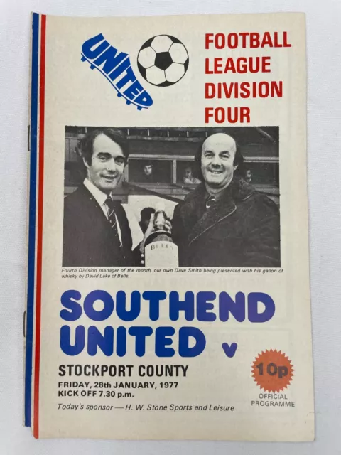 Southend United V Stockport County. 28Th January 1977. Division Four