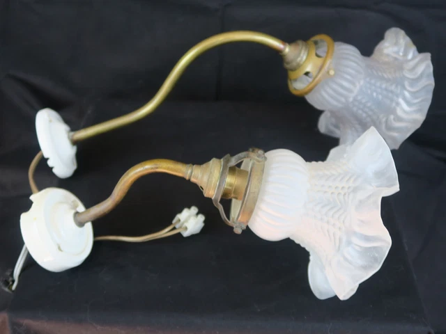 Appliques col de cygne art nouveau vintage1930 laiton bronze arabesque tulipe ve