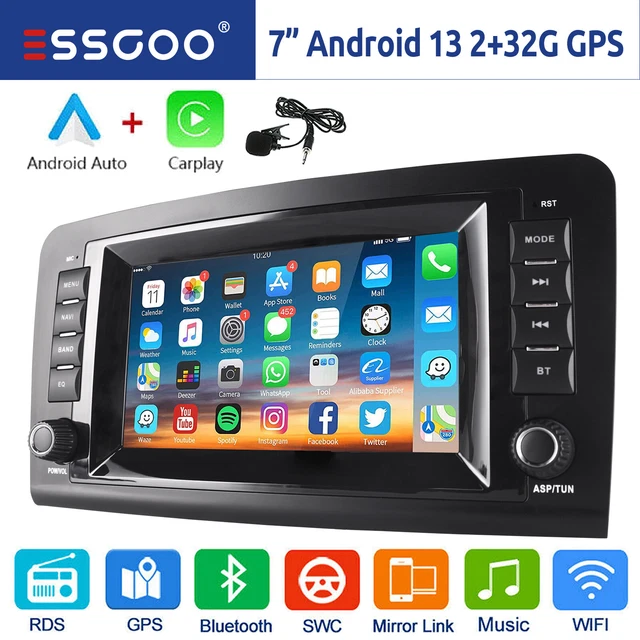 Autoradio Android 13 Carplay GPS Navi RDS BT per Mercedes ML/GL Classe W164 X164