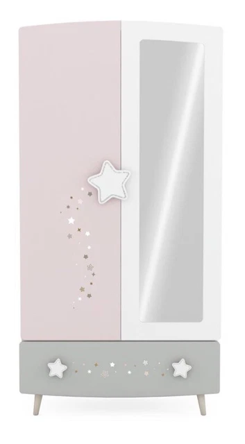 Kinderzimmerkleiderschrank Stella Rosa Grau