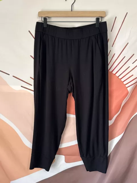 Eileen Fisher Ponte Knit Pull On Pants Womens Size M Black Ankle