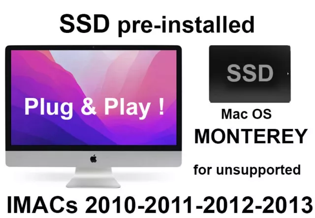 IMAC 2010 2011 2012 2013  - 21,5" - 27" - SSD pre-installed Mac OS MONTEREY.